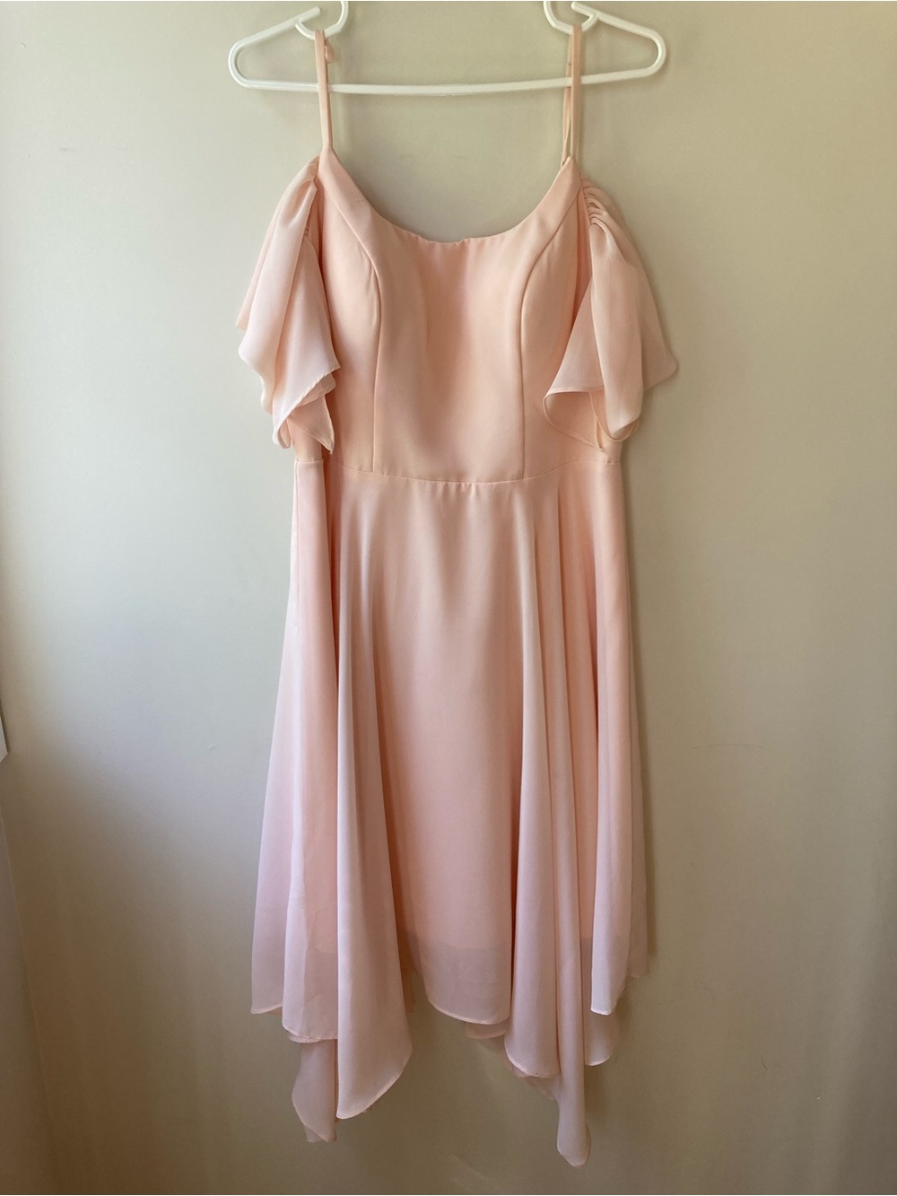 JJs House Cold Shoulder Peach Pink Bridesmaid Wedding Guest Dress